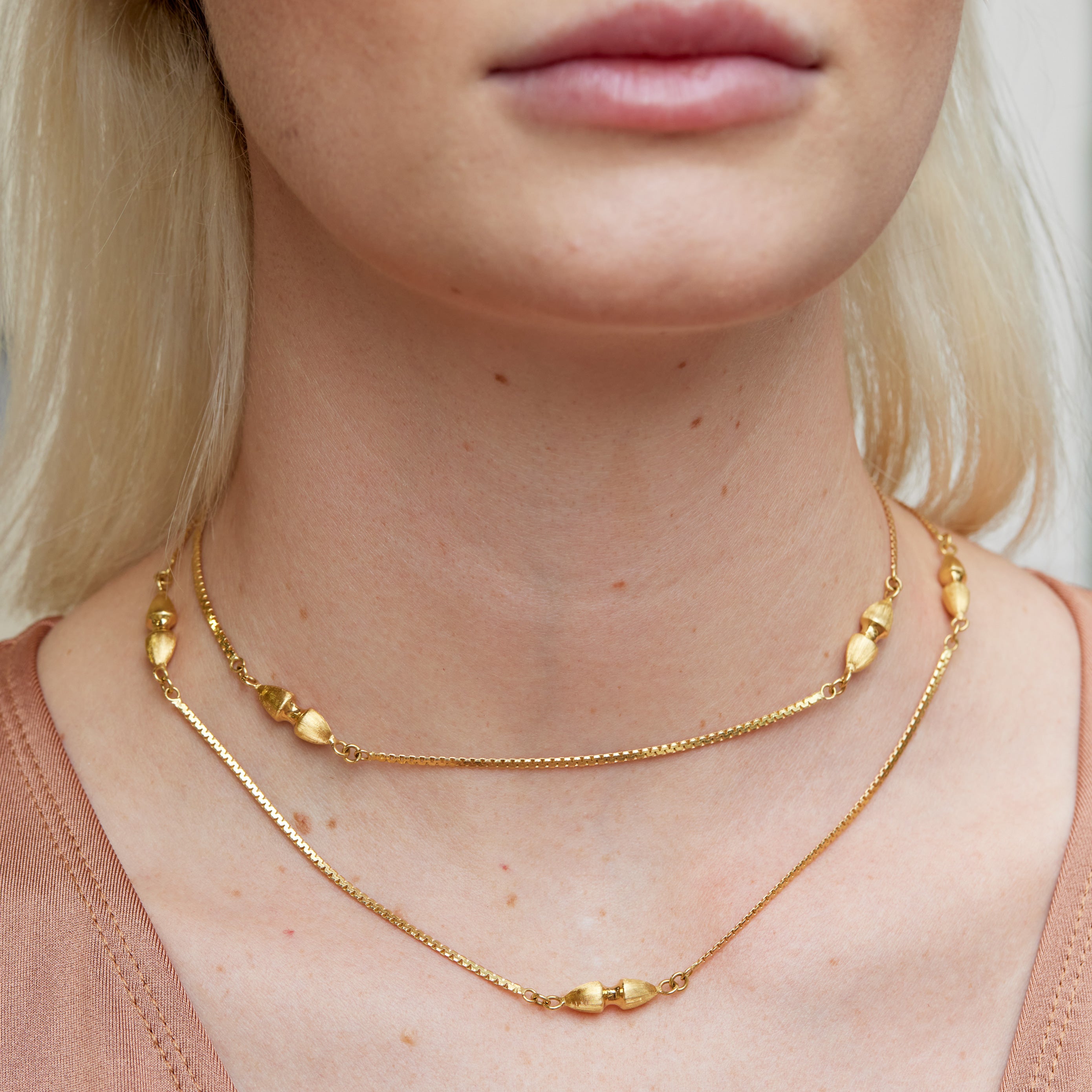 Yellow Gold Long Italian Station Necklace Necklaces Estate &amp; Vintage