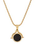 Yellow Gold Pave Diamond Bezel Set Bronze Roman Coin Pendant Necklace Necklaces Estate & Vintage