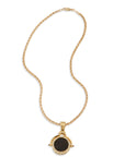 Yellow Gold Pave Diamond Bezel Set Bronze Roman Coin Pendant Necklace Necklaces Estate & Vintage