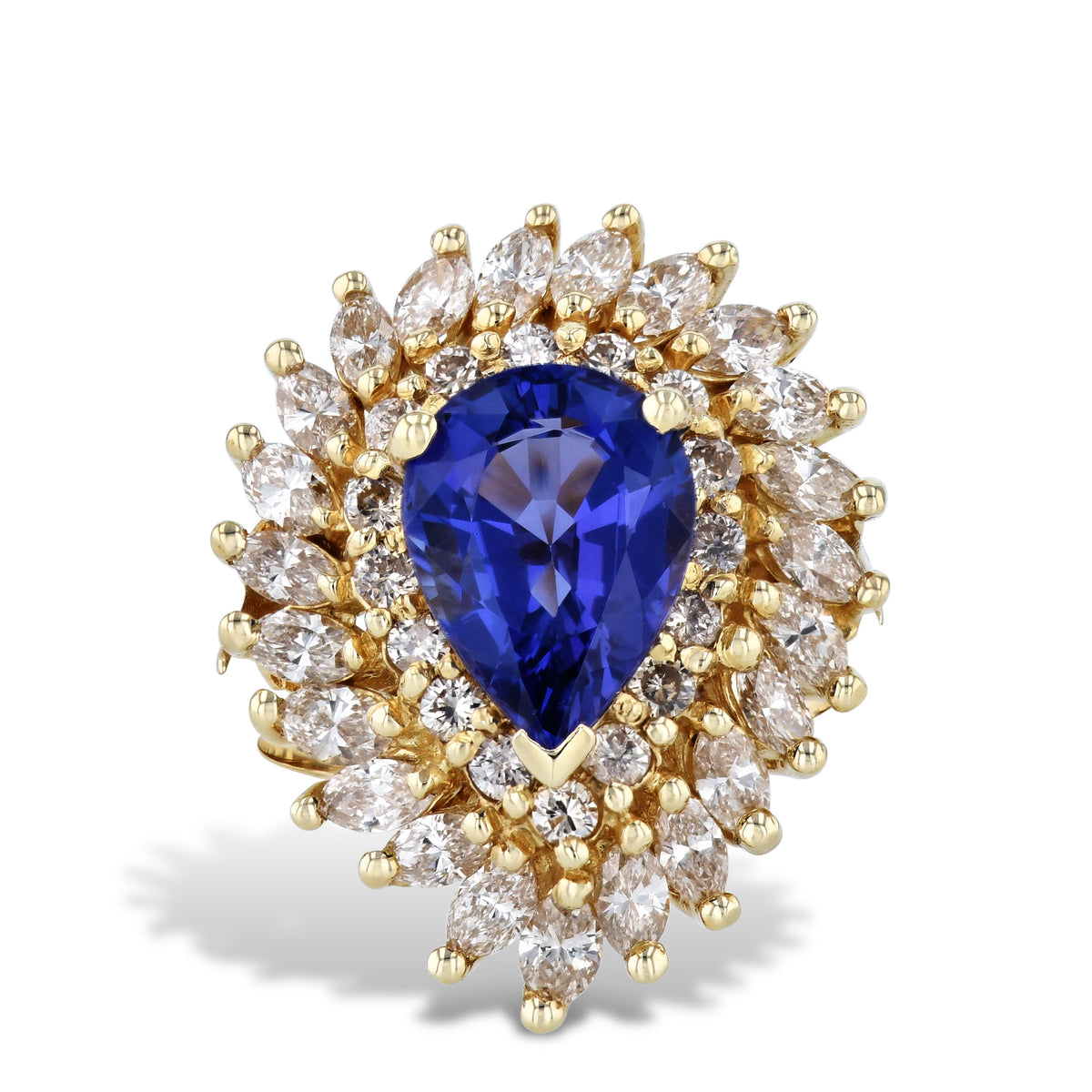 Tanzanite Diamond Yellow Gold Estate Ring Rings Estate & Vintage