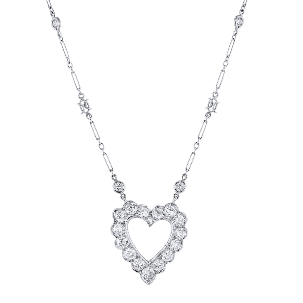 Diamond Platinum and White Gold Estate Necklace - Alternate View 1