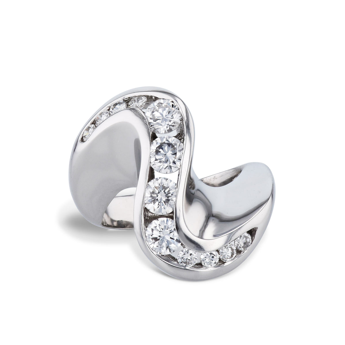 Channel Set Diamond Platinum Estate Ring Rings Estate & Vintage