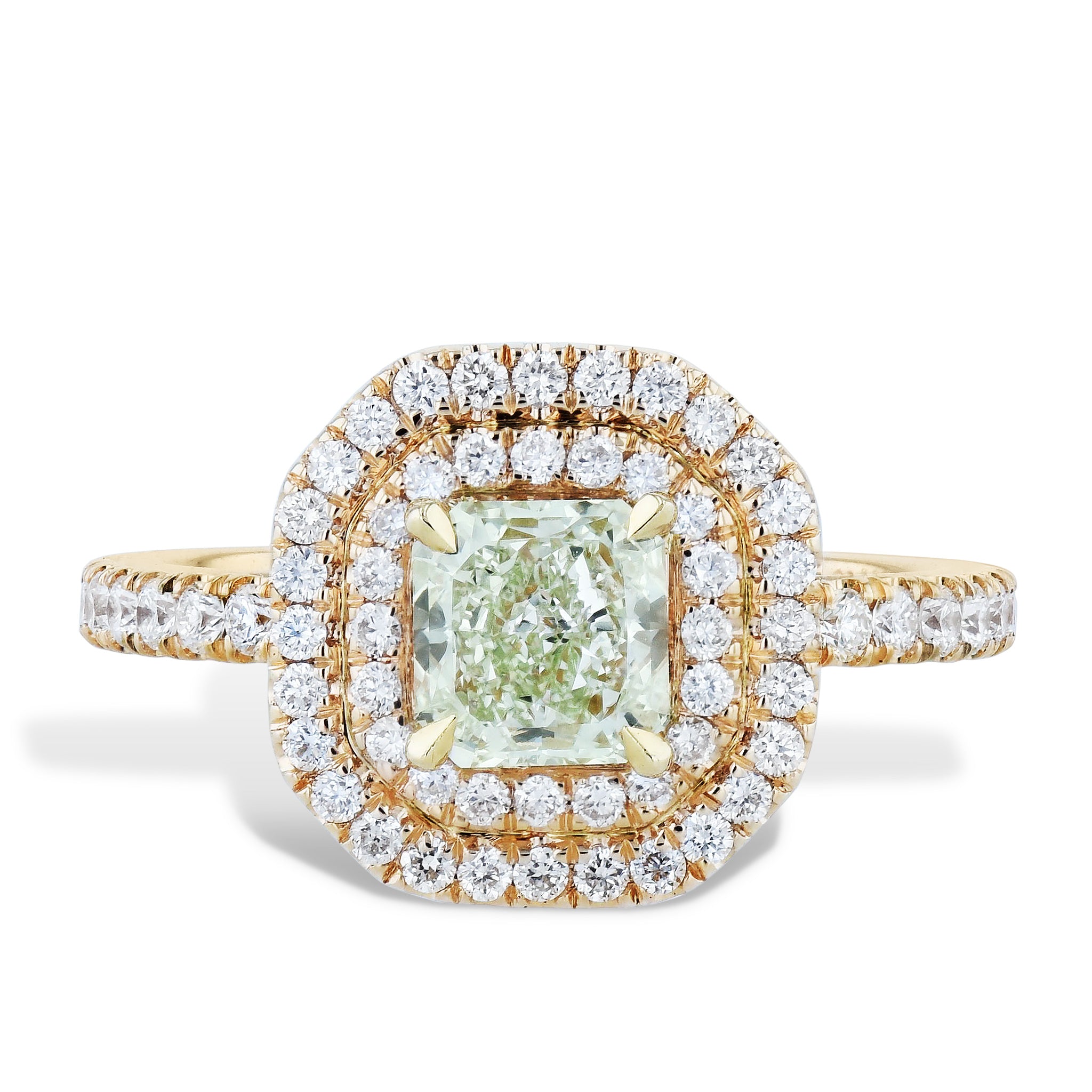 Yellow-Green Brilliant Cut Diamond Rose Gold Pave Engagement Ring Engagement Rings Curated by H