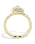 Trillion Bezel Set Diamond with Yellow Gold Diamond Band Rings H&H Jewels