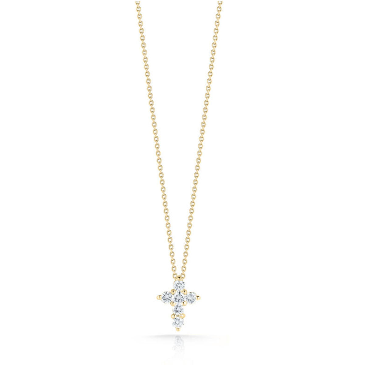 18kt Yellow Gold Tiny Treasure Large Baby Diamond Cross Necklace Necklaces Roberto Coin