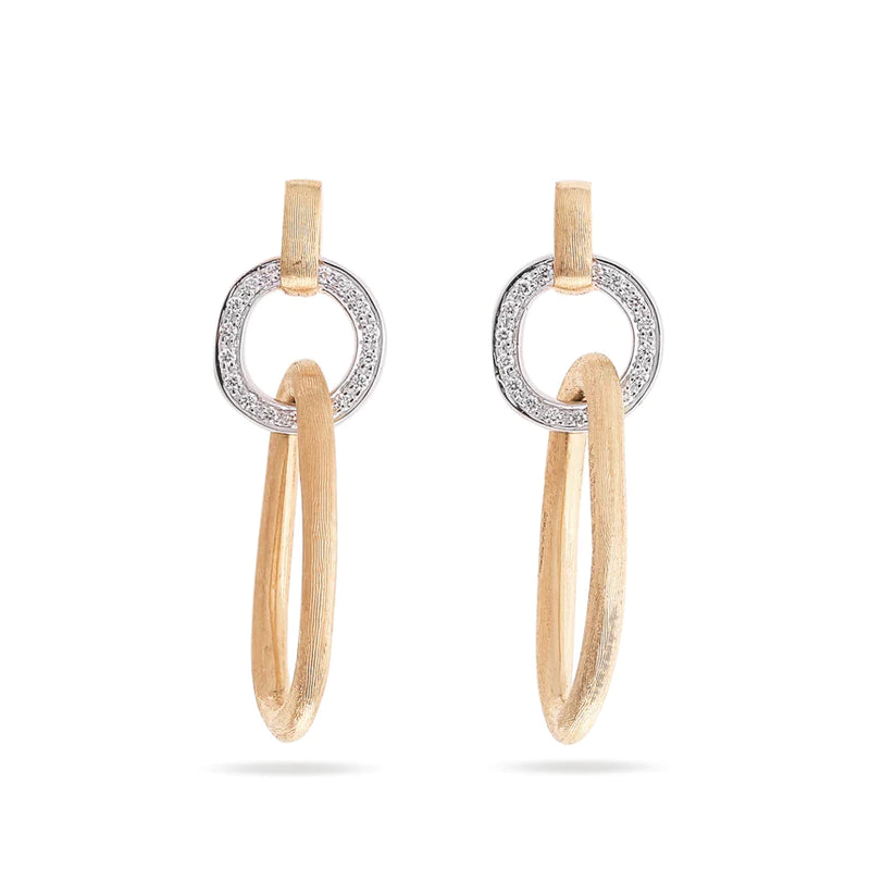 18K Yellow & White Gold Diamond Accent Jaipur Link Collection Double Drop Earrings Earrings Marco Bicego