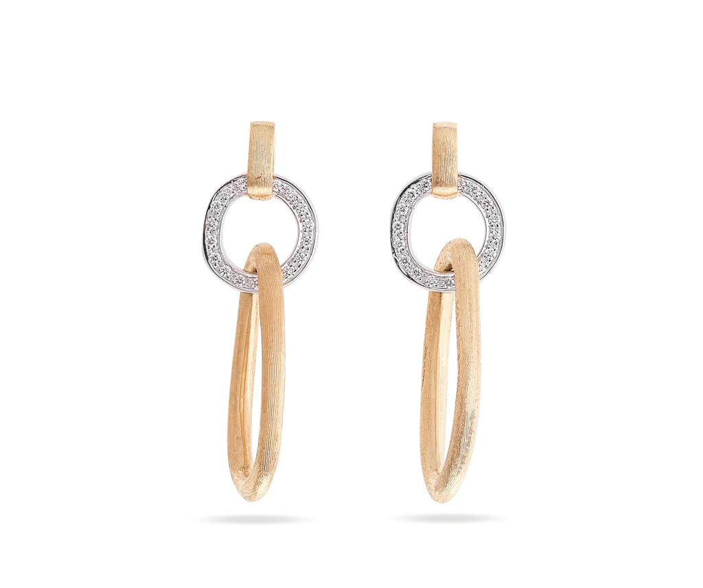 18K Yellow &amp; White Gold Diamond Accent Jaipur Link Collection Double Drop Earrings Earrings Marco Bicego