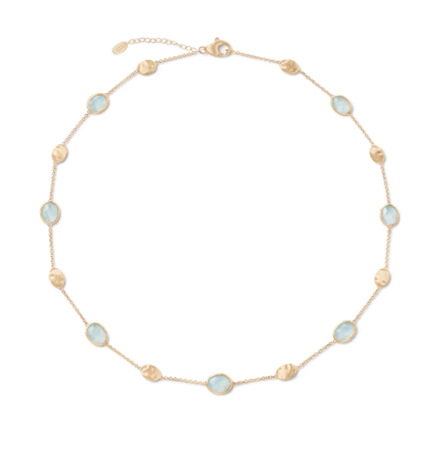 18K Yellow Gold Aquamarine Bead Siviglia Collection Stations Necklace Necklaces Marco Bicego