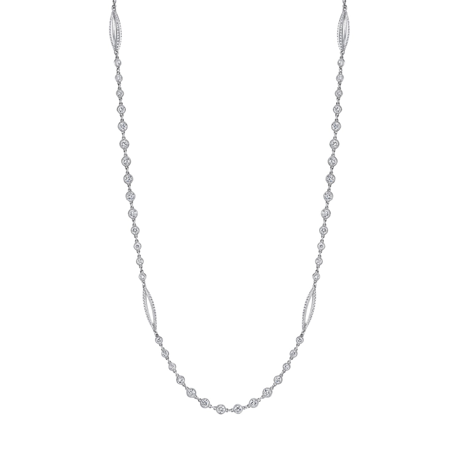 Oval Sphere Pave Diamond Platinum Necklace Necklaces Curated by H