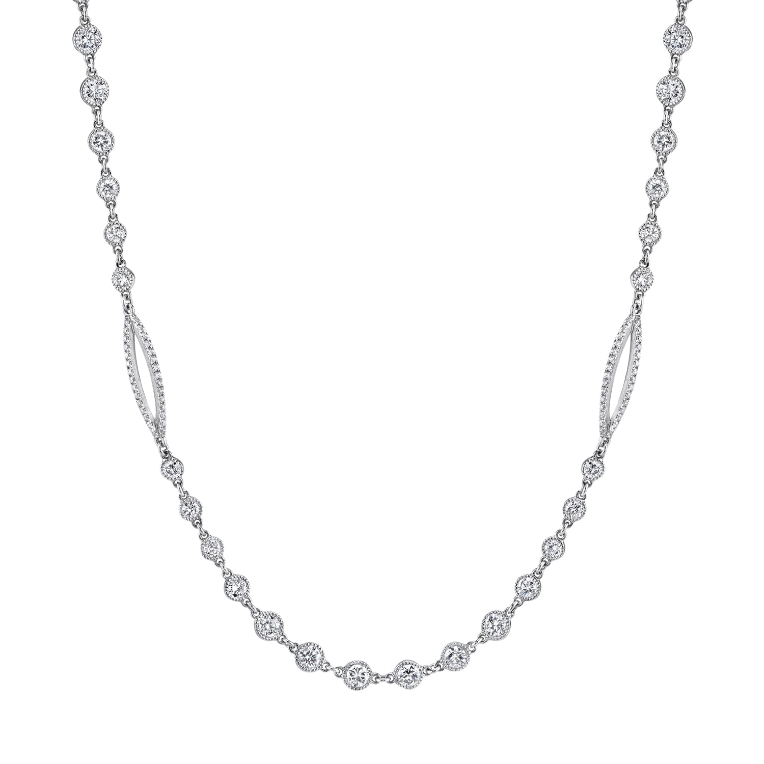 Oval Sphere Pave Diamond Platinum Necklace Necklaces Curated by H