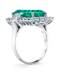 Platinum Antique Emerald and Diamond Ring Rings Curated by H