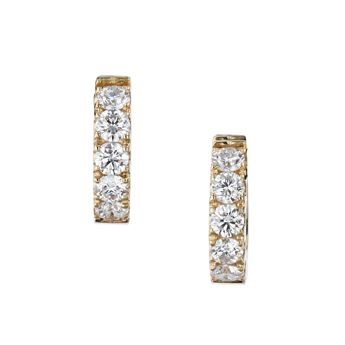 Yellow Gold Diamond Hoop Earrings - Alternate View 1