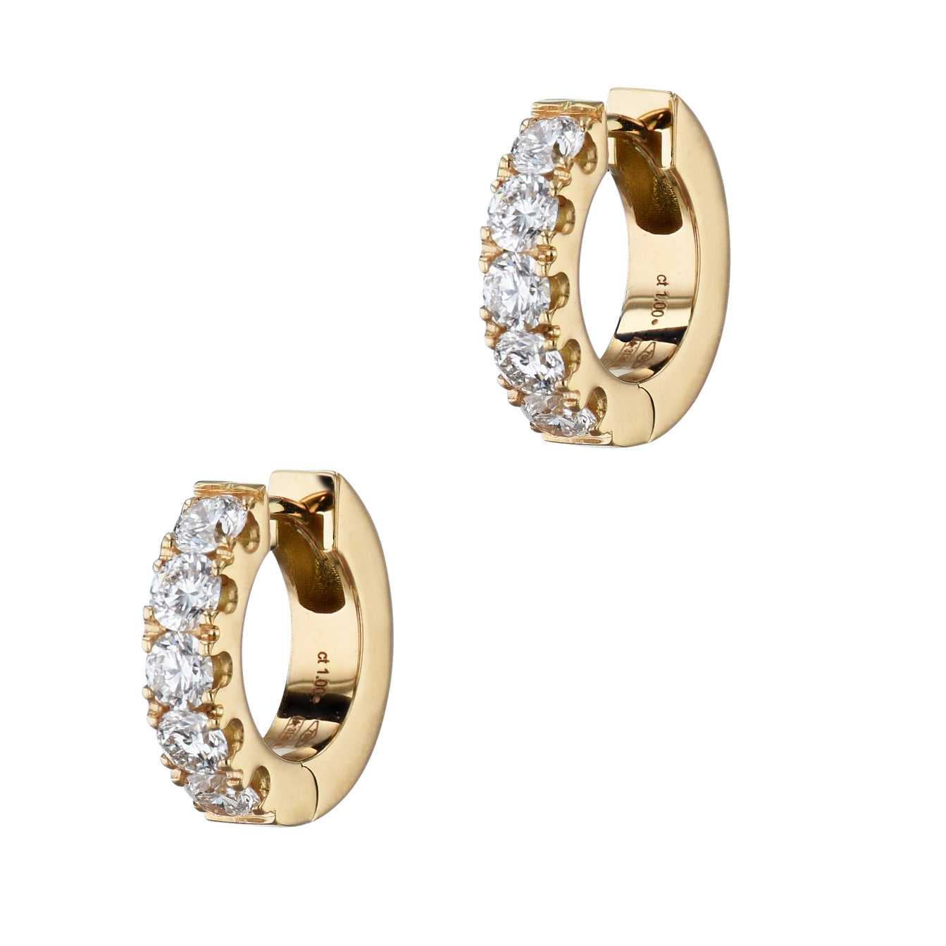 Yellow Gold Diamond Hoop Earrings Earrings Curated by H