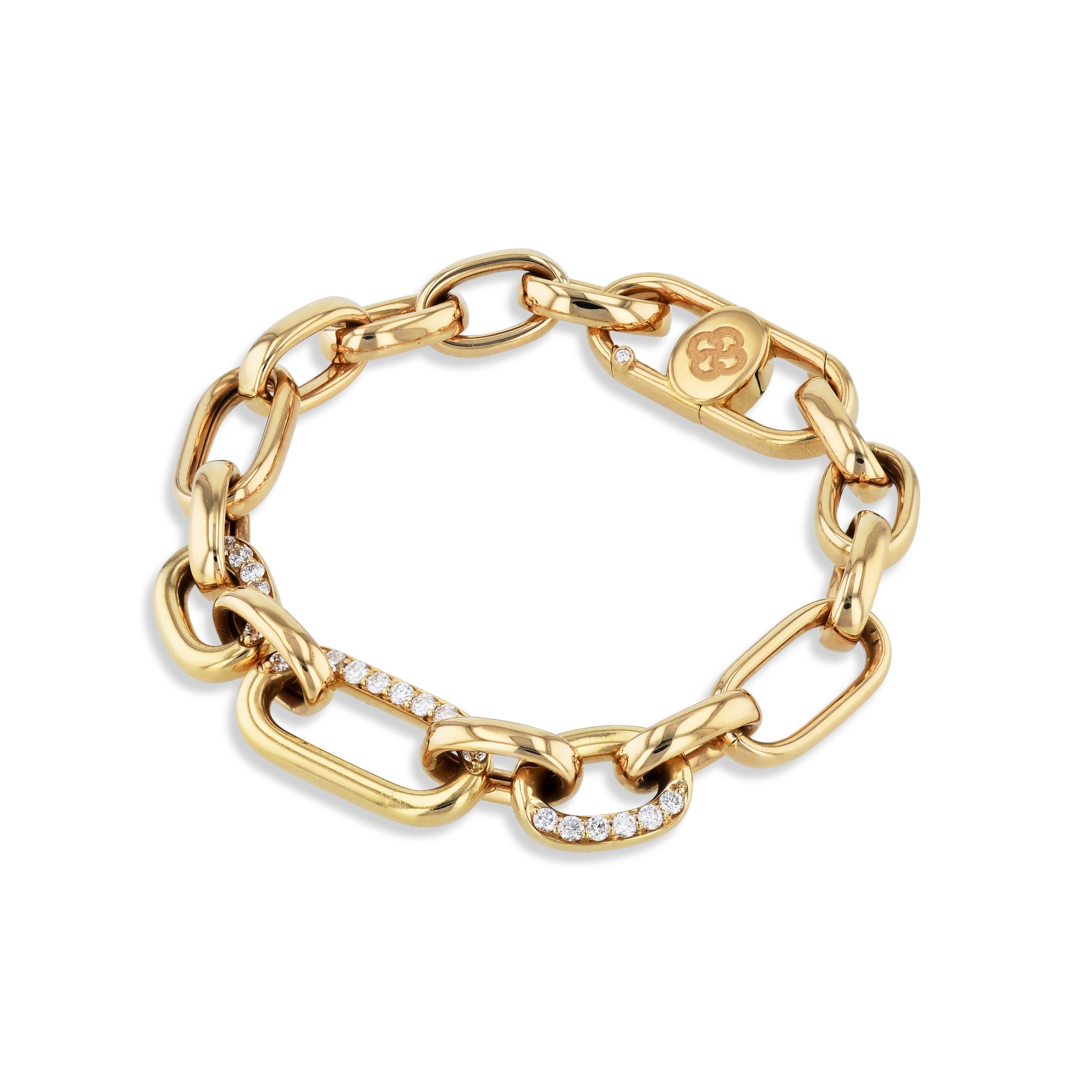 Yellow Gold Pave Diamond Chain Bracelet Bracelets Curated by H