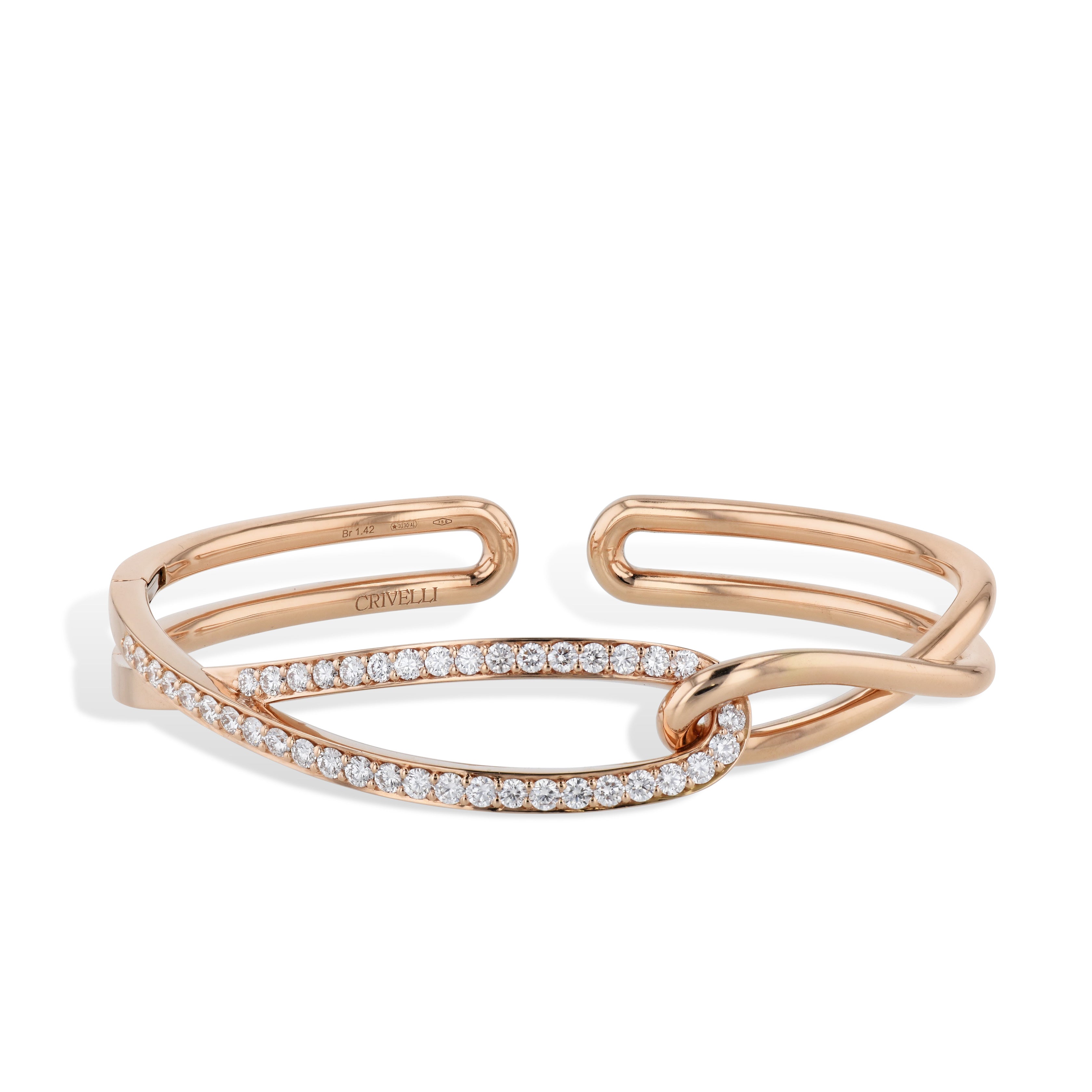 Rose Gold Pave Diamond Cuff Bracelet Bracelets Curated by H