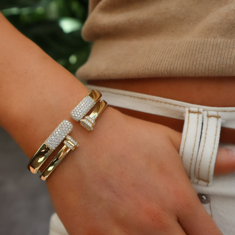 Yellow Gold Pave Diamond Cuff Bracelet Bracelets Curated by H
