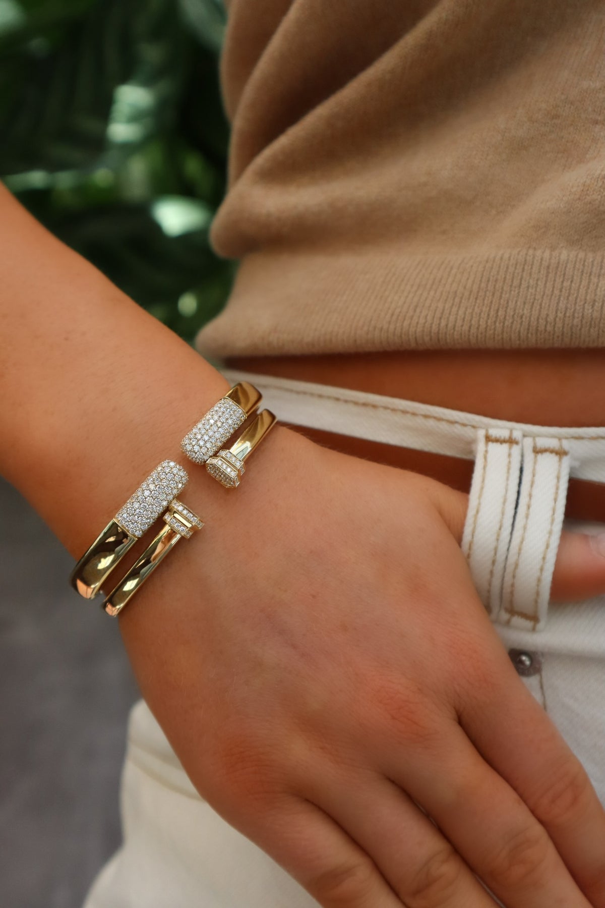 Yellow Gold Pave Diamond Cuff Bracelet - Alternate View 1
