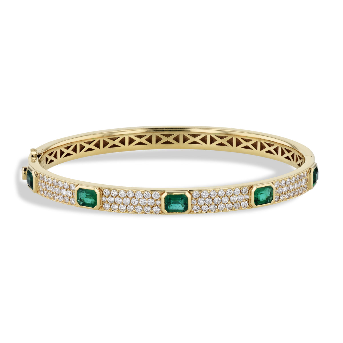 Emerald and Diamond Pave Yellow Gold Bracelet Bracelets Curated by H