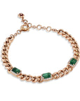 Emerald and Diamond Rose Gold Chain Link Bracelet Bracelets Curated by H