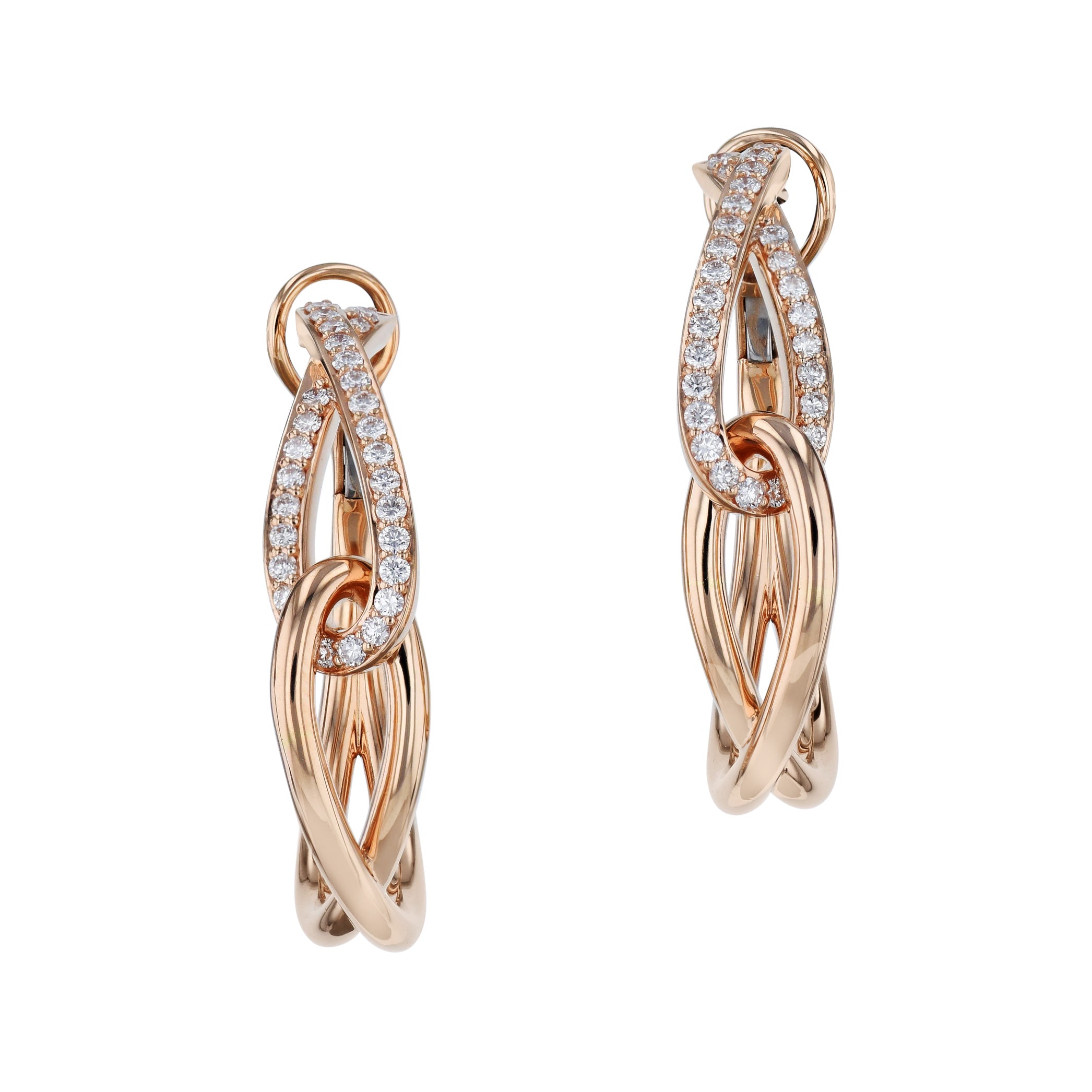 Rose Gold Diamond Hoop Earrings Earrings Curated by H