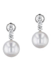 Pearl White Gold and Diamond Drop Earrings Earrings Curated by H