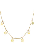 Yellow Gold Dangling Coin Beaded Chain Necklace Necklaces Curated by H