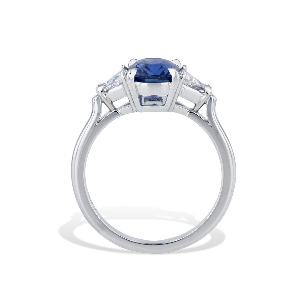 Madagascar Blue Sapphire Diamond Trillion Platinum Ring - Alternate View 1