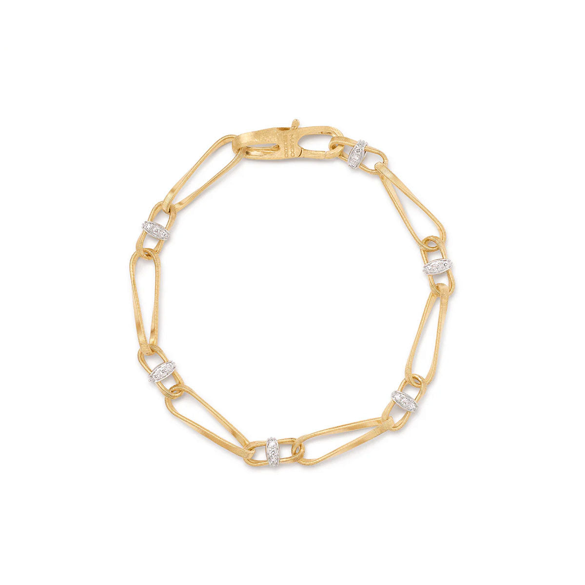 18kt Yellow Gold Diamond Marrakech Onde Collection Twisted Coil Link Bracelet Bracelets Marco Bicego