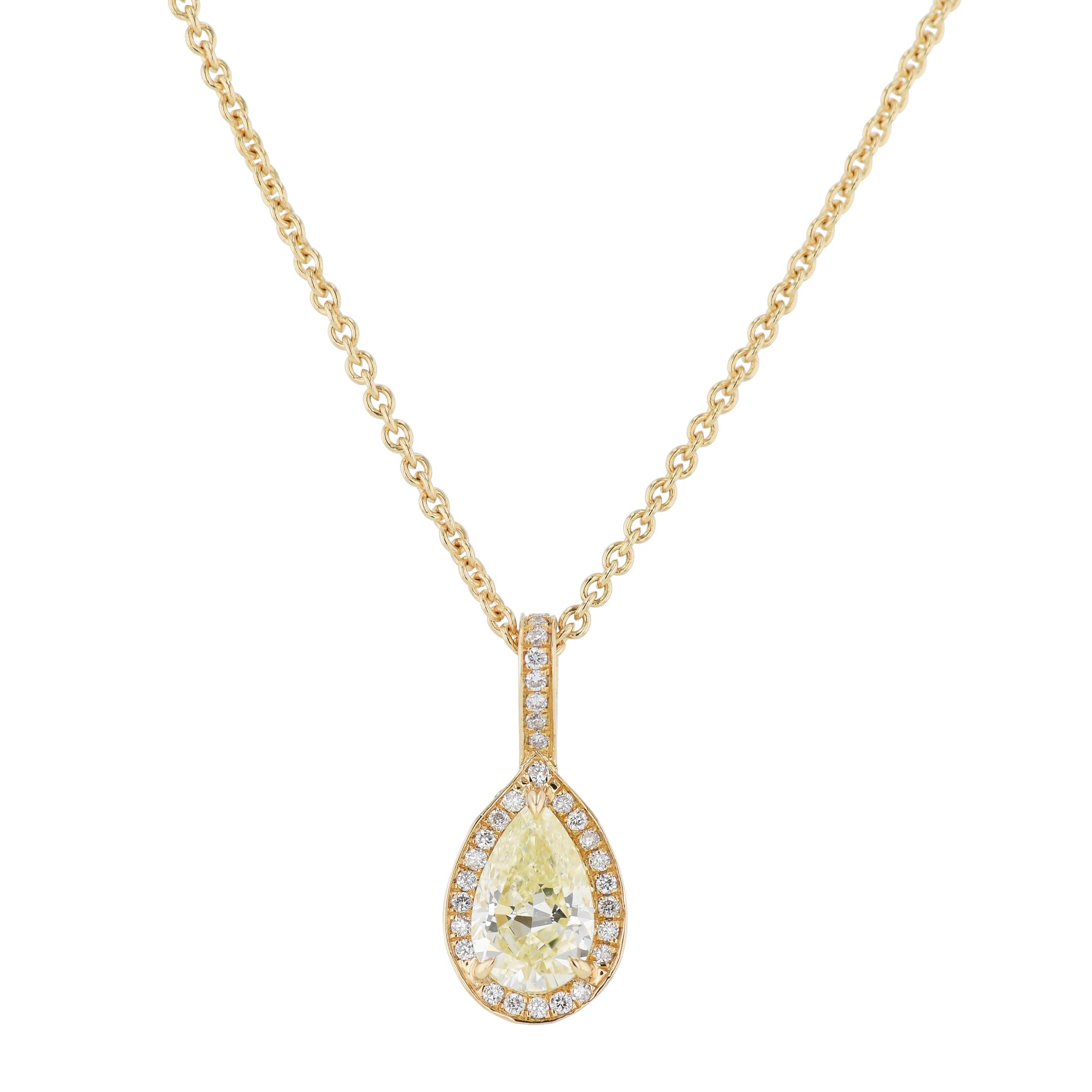 Fancy Yellow Pear Shaped Diamond Yellow Gold Necklace Necklaces Curated by H