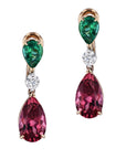 Emerald Diamond Tourmaline Rose Gold Drop Earrings Earrings Curated by H