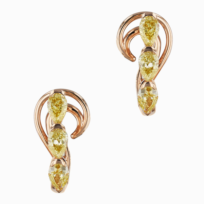 Fancy Yellow Diamond Rose Gold Drop Earrings Earrings Curated by H