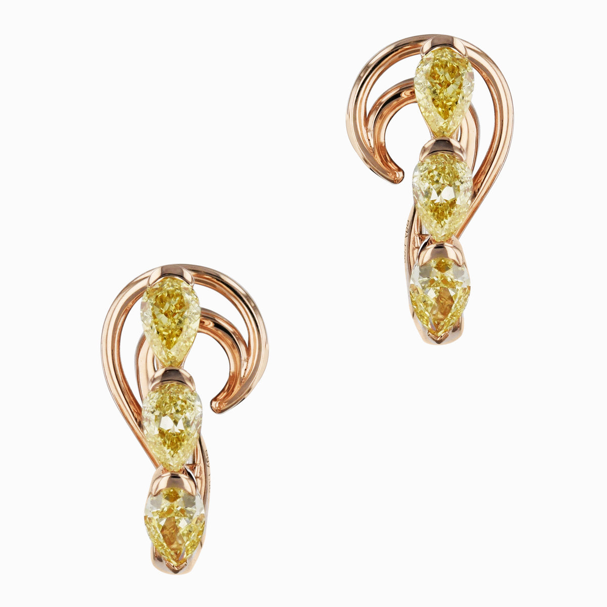 Fancy Yellow Diamond Rose Gold Drop Earrings Earrings Curated by H