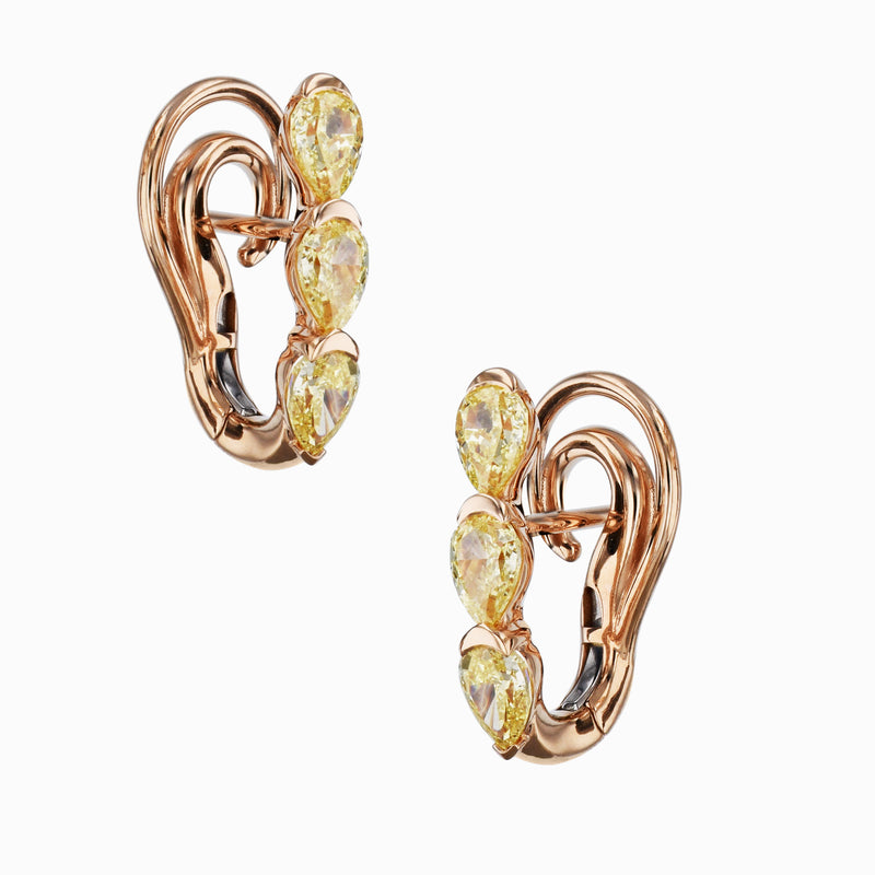 Fancy Yellow Diamond Rose Gold Drop Earrings Earrings Curated by H