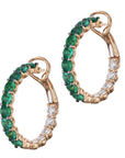 Emerald and Diamond Rose Gold In & Out Hoop Earrings Earrings Curated by H