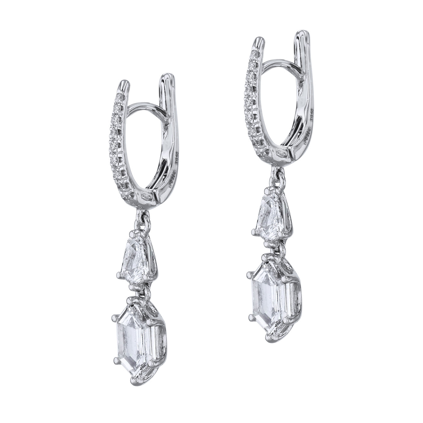 18kt White Gold Diamond Dangle Earrings Earrings Curated by H