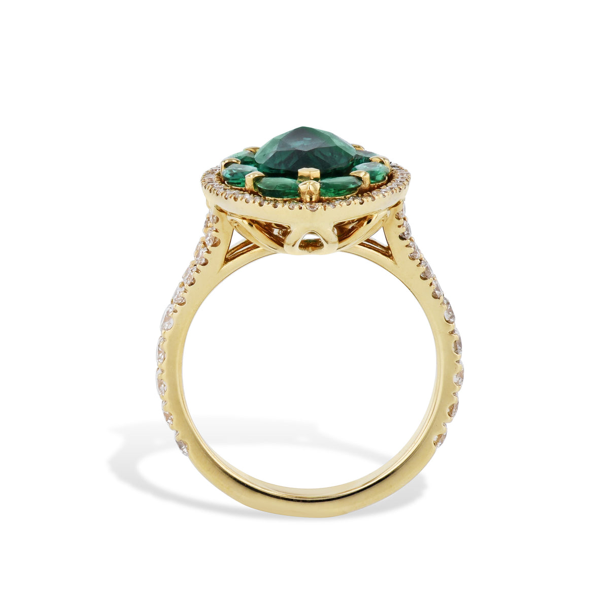 Marquis Zambian Emerald Yellow Gold Ring - Alternate View 1