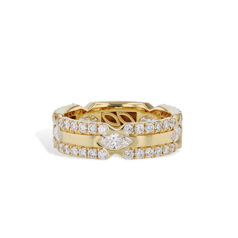 Diamond and Yellow Gold Link Ring Rings Curated by H