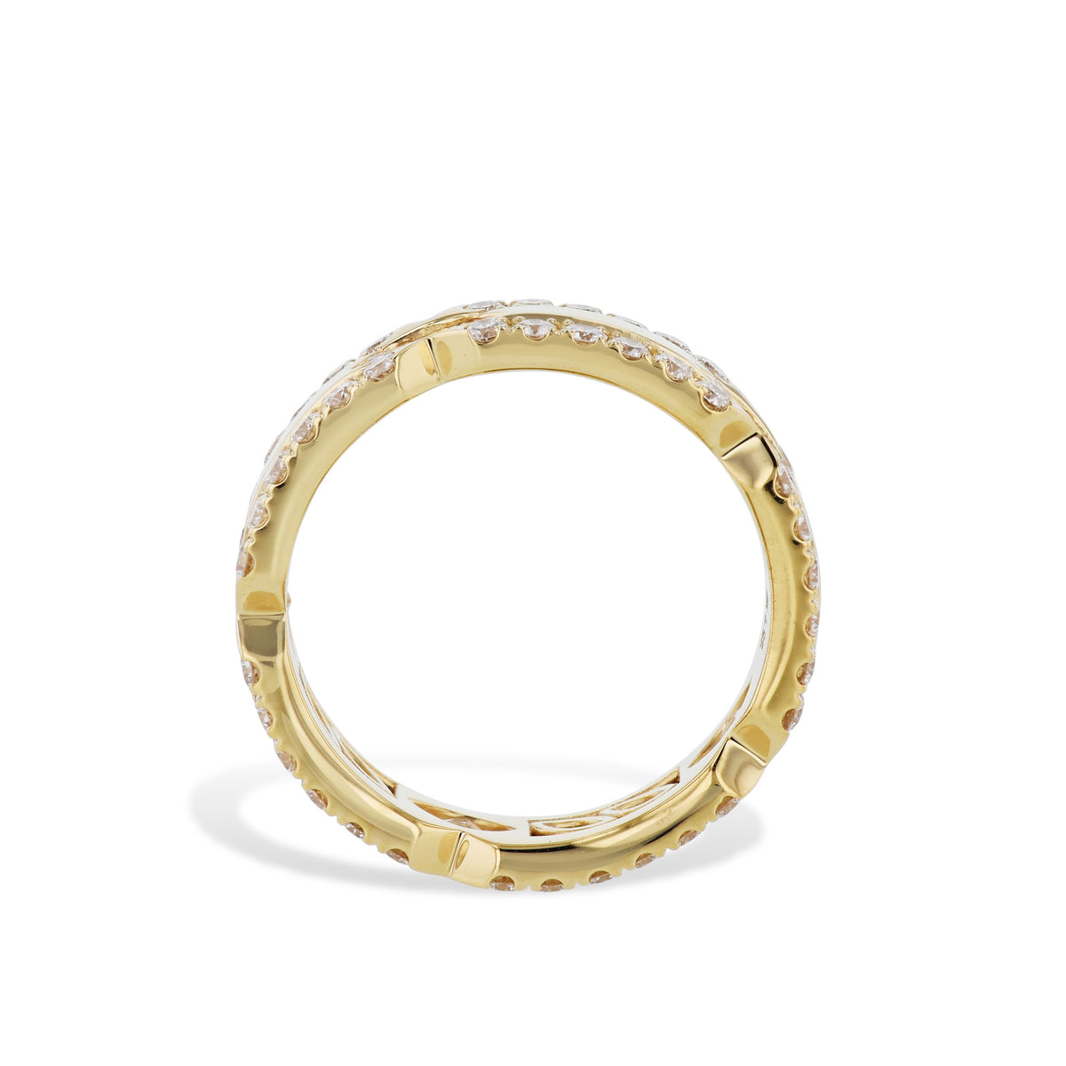 Diamond and Yellow Gold Link Ring - Alternate View 1
