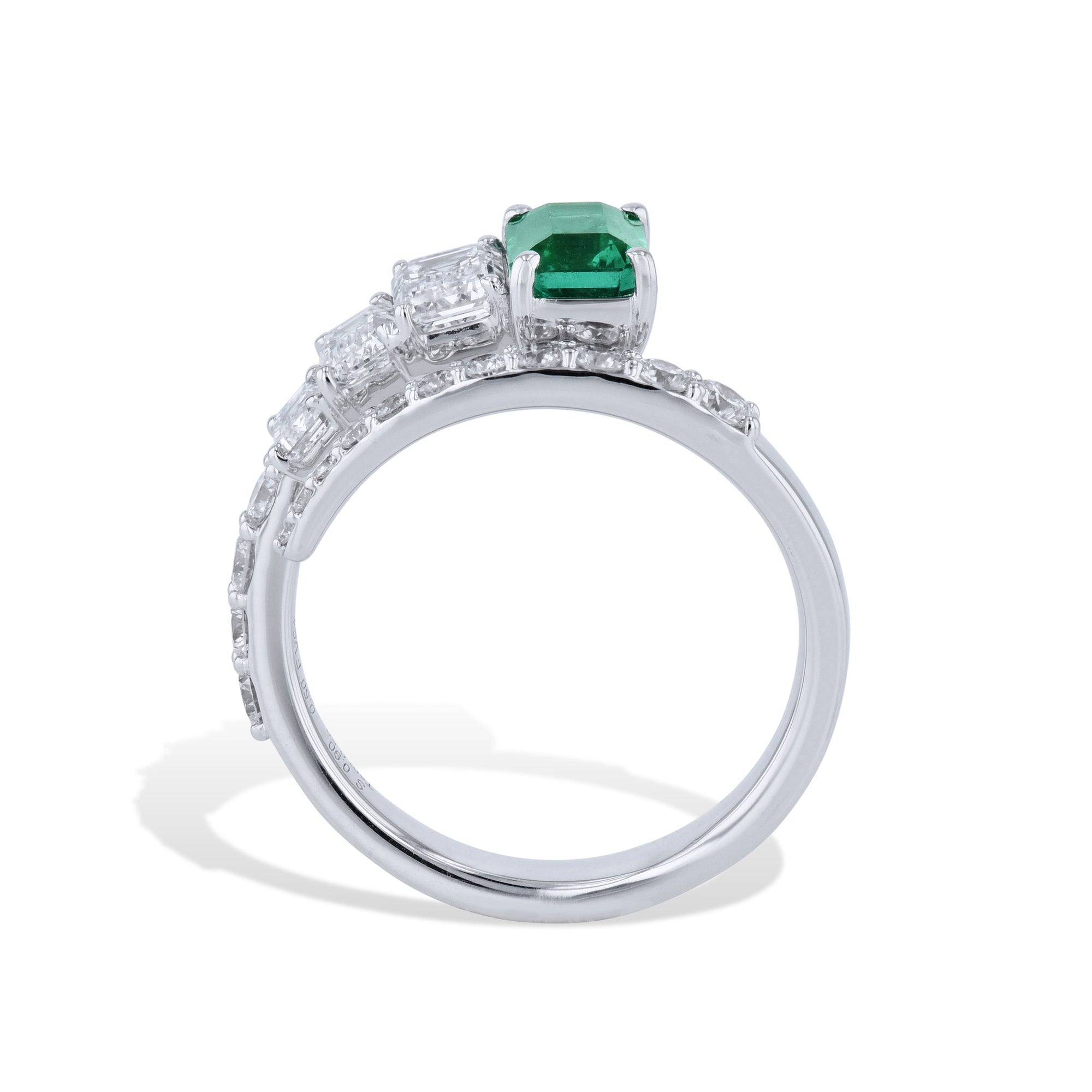 Emerald Cut Emeralds and Diamond White Gold Ring Rings Curated by H