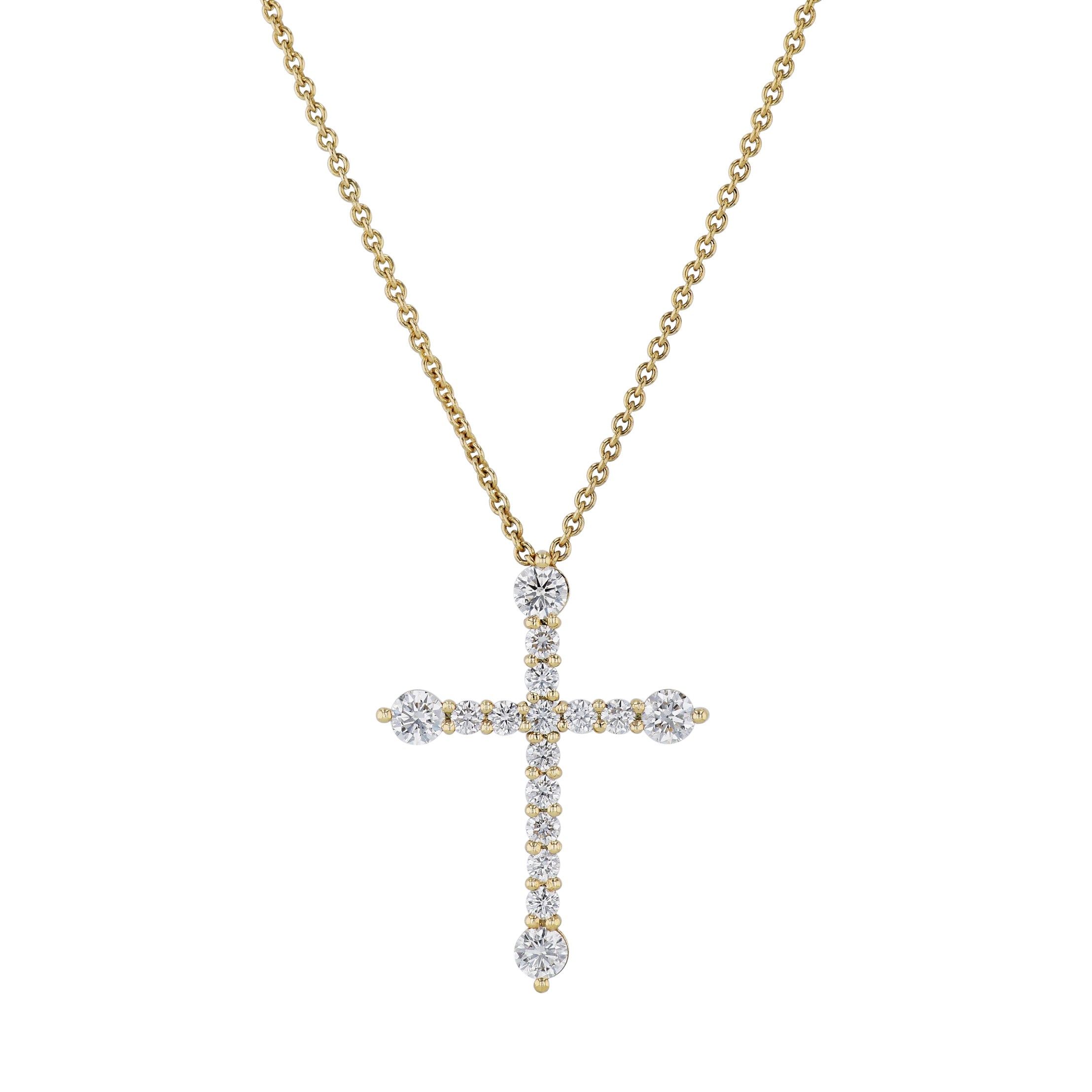 Yellow Gold Diamond Cross Pendant Necklace Necklaces Curated by H