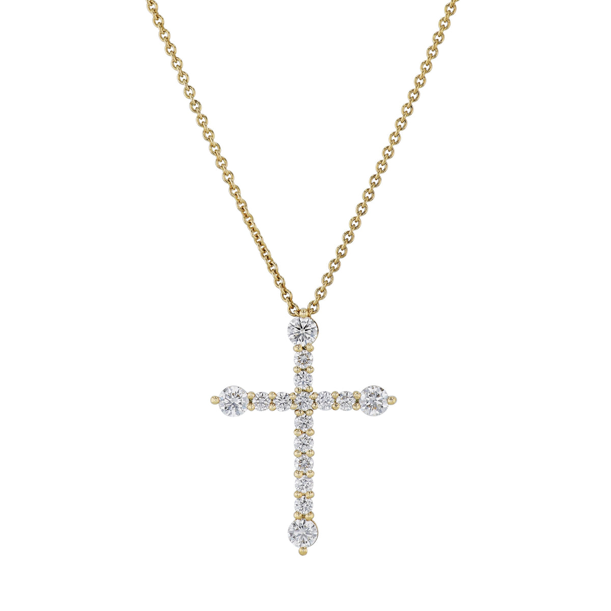 Yellow Gold Diamond Cross Pendant Necklace Necklaces Curated by H