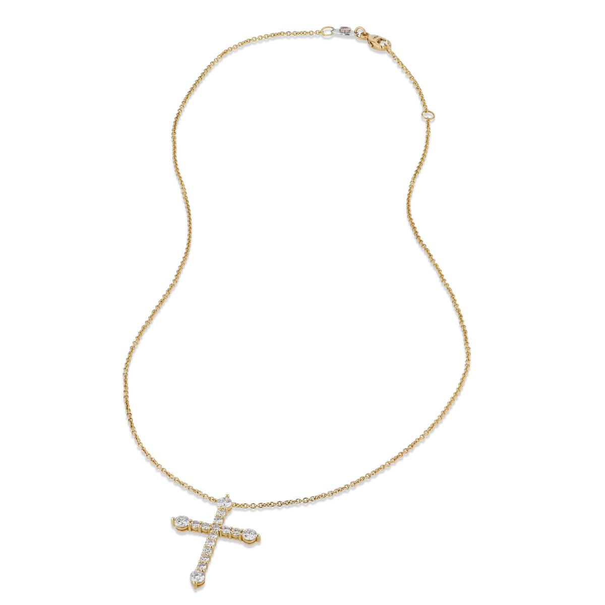 Yellow Gold Diamond Cross Pendant Necklace - Alternate View 1