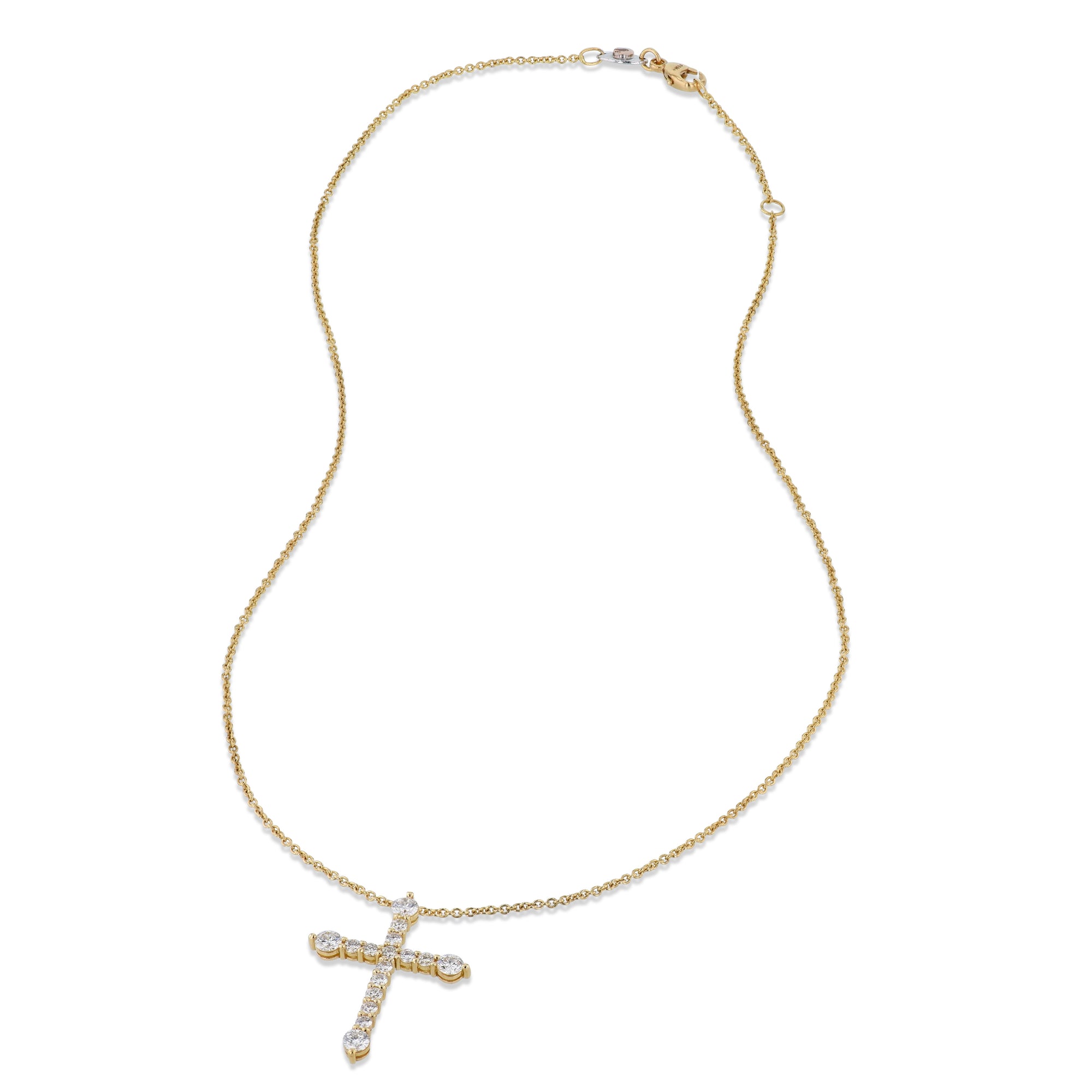 Yellow Gold Diamond Cross Pendant Necklace Necklaces Curated by H