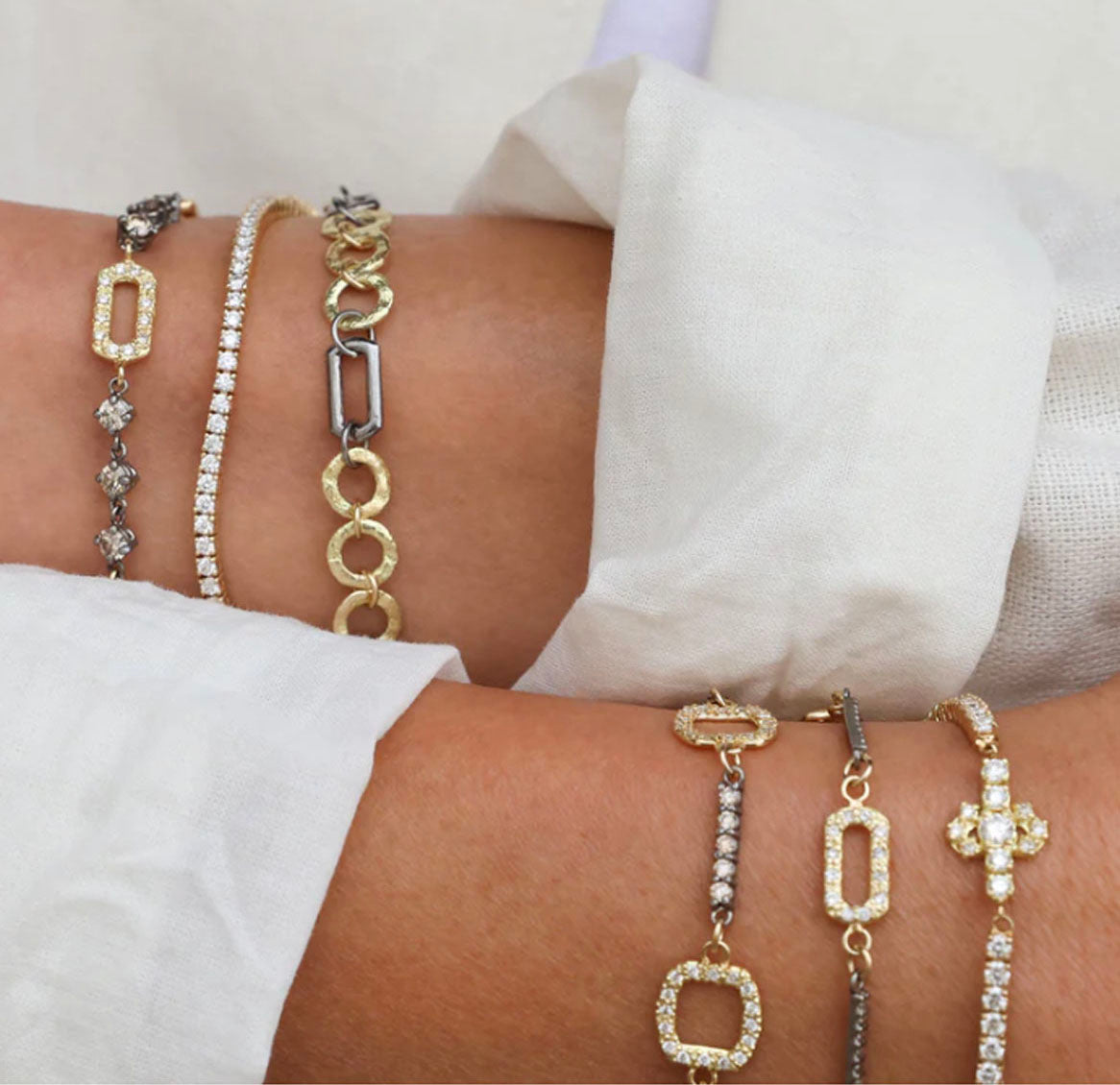 Gold Diamond Paperclip Bracelet - Alternate View 1