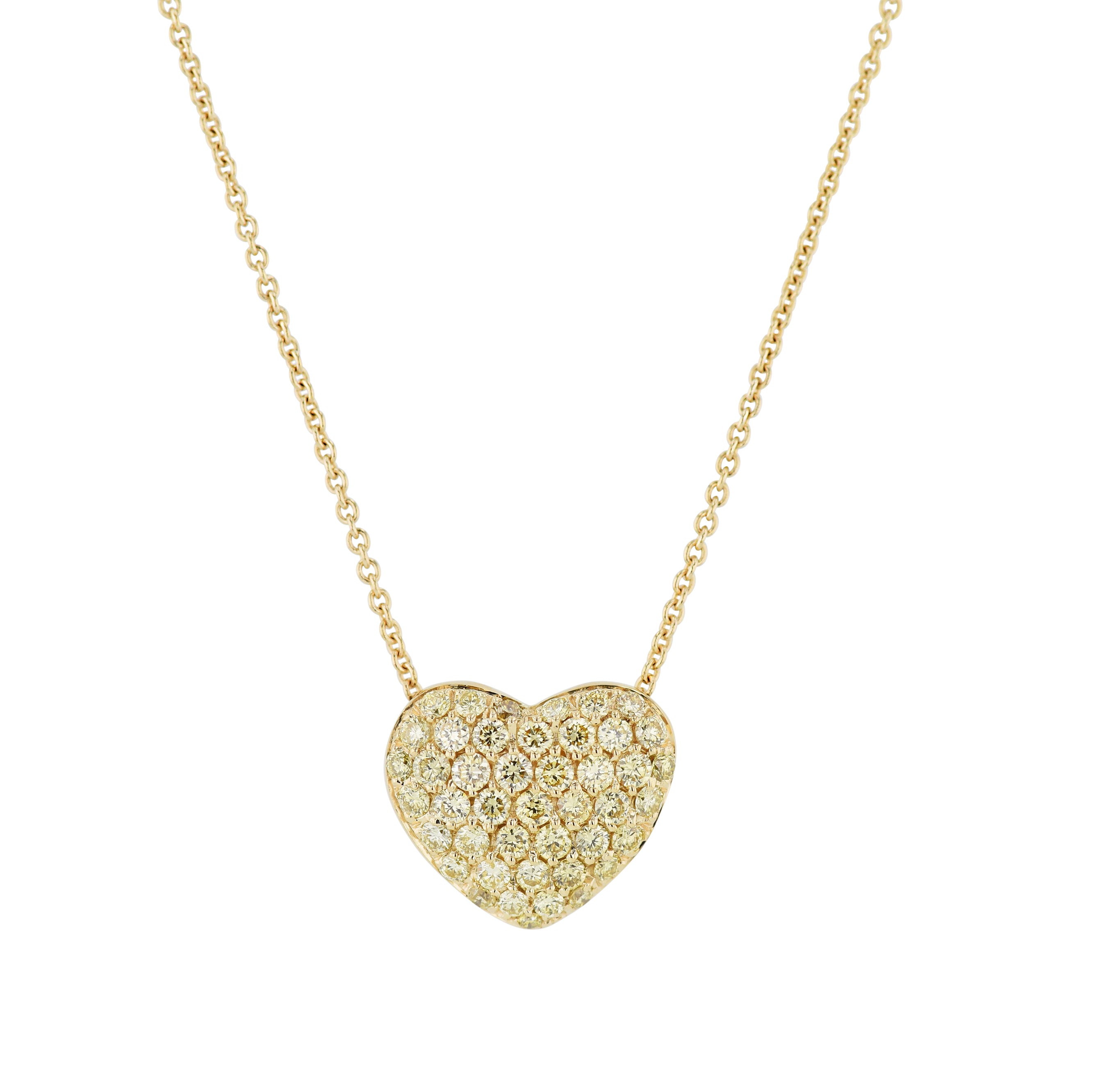 Yellow Gold Diamond Pave Heart Pendant Necklace Necklaces Curated by H