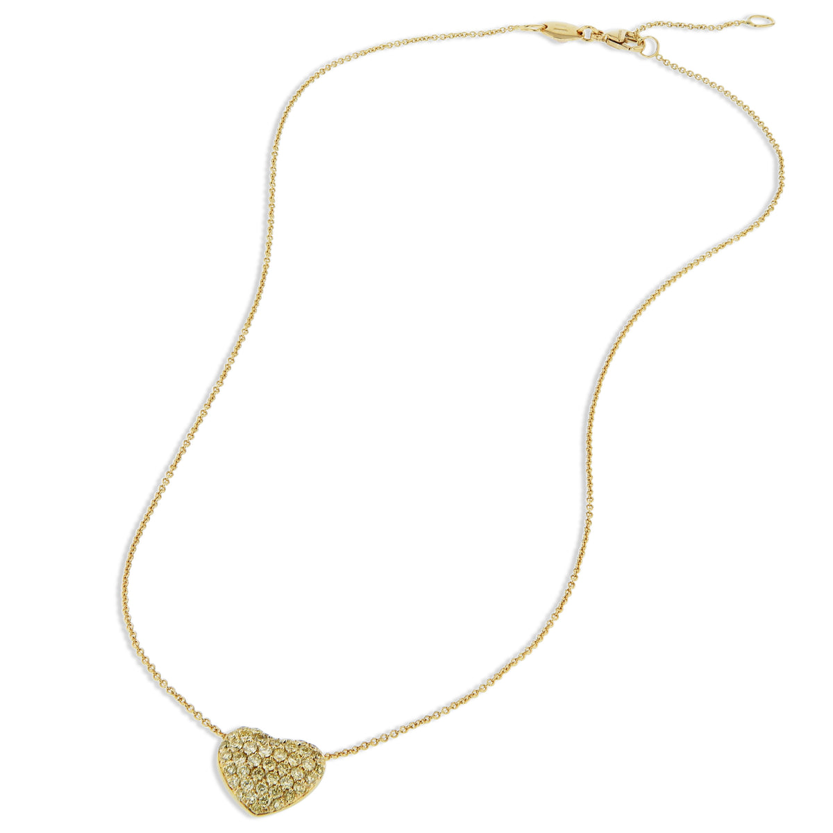 Yellow Gold Diamond Pave Heart Pendant Necklace - Alternate View 1