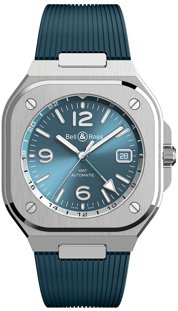 Bell & Ross BR05 GMT Stainless Steel Sky Blue 41mm Watch Watches Bell & Ross