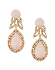Light Pink Coral Yellow Gold Estate Drop Earrings Earrings Estate & Vintage