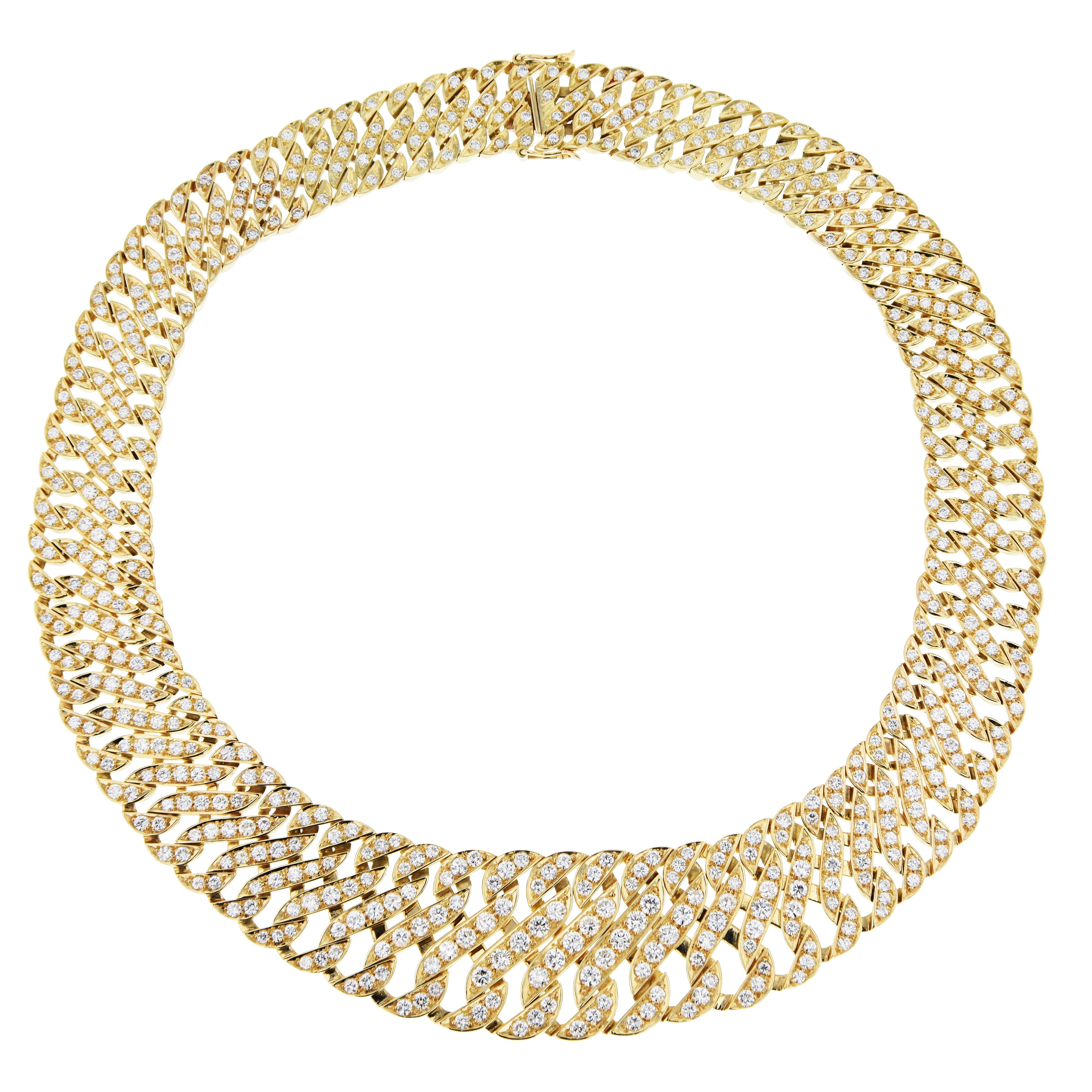 18kt. Yellow Gold Diamond Collar Estate Necklace Necklaces Estate &amp; Vintage