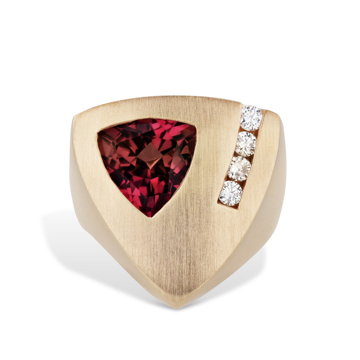 Gauthier Pink Tourmaline Diamond Yellow Gold Estate Ring Rings Estate & Vintage